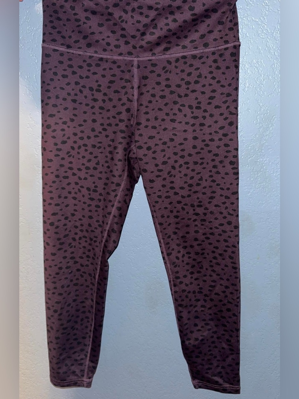 Balance Collection Wine Plum Leggings with Black Spot Print
